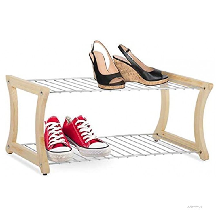 Floordirekt Schuhregal Fiona | Schuhständer | Schuhablage mit 2 Ebenen | Platz für 6 Paar Schuhe | Schuhschrank 58 x 32 x 25 cm