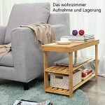 Gunolye Schuhregal,Schuhschrank mit Sitzbank,Bambus Schuhschrank,Schuhbank Badregal 3 Ablage- 70 x 45 x 28 cm