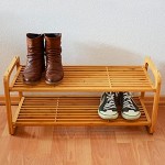 Relaxdays Schuhregal Bambus H x B x T: ca. 33 x 75 x 33 cm Schuhablage aus Holz für 6 Paar Schuhe Schuhständer stapelbar mit 2 Ablagen als Schuhschrank und Sitzbank individuell erweiterbar natur