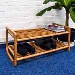 Relaxdays Schuhregal Bambus H x B x T: ca. 33 x 75 x 33 cm Schuhablage aus Holz für 6 Paar Schuhe Schuhständer stapelbar mit 2 Ablagen als Schuhschrank und Sitzbank individuell erweiterbar natur