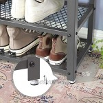 VASAGLE Schuhbank Schuhschrank Schuhregal zum Sitzen Schuhablage mit 3 Ebenen Metallrahmen für Eingangsbereich Diele Wohnzimmer Industrie-Design Holzoptik greige-grau LBS73MG
