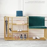 Yyqx Schuhregal Goldener Metal-Schuh-Rack 4-Lagen-Lagerschuhschrank mit Sofa-Stuhl Regal mit großem Kapazität für den Eintritt 100 * 40 * 69 cm Schuhschrank Color : Gold+Green 120CM