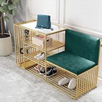 Yyqx Schuhregal Goldener Metal-Schuh-Rack 4-Lagen-Lagerschuhschrank mit Sofa-Stuhl Regal mit großem Kapazität für den Eintritt 100 * 40 * 69 cm Schuhschrank Color : Gold+Green 120CM
