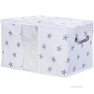 Gesteppte Vliesstoff-Tasche von Vanker Aufbewahrung für Kleidung Unterwäsche BHs Bettwäsche Boxen mit Reißverschlüssen Sterne; 50cm x 42cm x 27cm