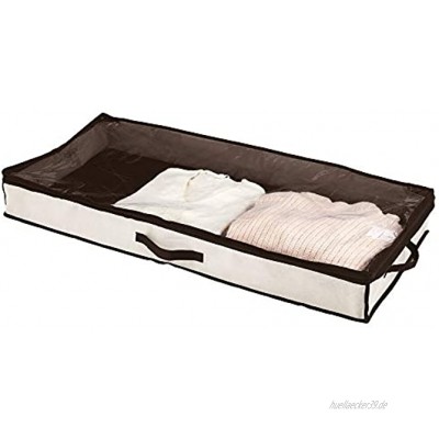 mDesign Unterbettkommode – Bettkasten mit durchsichtigem Deckel für Kleidung Bettwäsche oder Schuhe – Wäschesortierer für staubfreie Aufbewahrung unter dem Bett – cremefarben und dunkelbraun