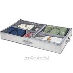 mDesign Unterbettkommode mit 4 praktischen Fächern – Unterbett Aufbewahrungsbox für Kleidung und Schuhe – platzsparende Kleideraufbewahrung aus atmungsaktivem Polypropylen – grau 2er Set