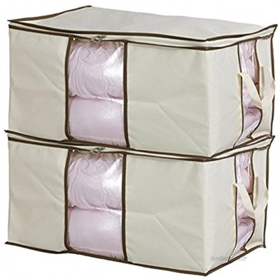 Misslo – 2 beigefarbene Aufbewahrungstaschen mit Reißverschluss für Kleidung Decken und schwere Stoffe