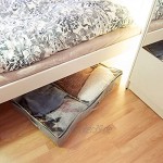 Navaris Unterbettkommode Stoff 91x50x14cm Unterbett Aufbewahrung mit Sichtfenster groß flach Bett Aufbewahrungsbox aus Polyestervlies in Grau