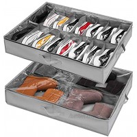 Unterbett-Kommode für Schuhe Aufbewahrung 2 Stück Schuh Aufbewahrungssysteme mit 16+4 Fächern Unterbett Schuh Organisierer Aufbewahrungsbox Schublade Faltbare Schuhaufbewahrung Stasche mit Deckel