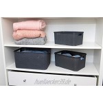 BranQ Home essential Korb in Rattan Design 4er Set Grösse M 10l Kunststoff PP Anthrazit