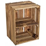 geflammte Holzkiste Bella 40 x 30 x 25cm Holzkiste Möbel-Kiste | Wein-Kiste | Obst-Kiste | Apfel-Kiste | Deko-Kiste aus Holz 4er set Quer