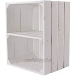 Kontorei® Neue weiße Obstkiste als Schuh- und CD Bücherregal stapelbar mit Zwischenbrett hochkant