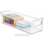 mDesign 2er-Set Aufbewahrungsbox mit integrierten Griffen – zur Aufbewahrung von Küchen- Badezimmer- oder Büroutensilien – Kunststoffbox für die Schreibtischablage – durchsichtig