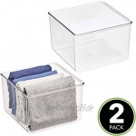 mDesign 2er-Set Aufbewahrungsbox – praktische Schrankbox für das Schlafzimmer – idealer Organizer für Kleidung und Accessoires aus BPA-freiem Kunststoff – durchsichtig