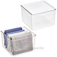 mDesign 2er-Set Aufbewahrungsbox – praktische Schrankbox für das Schlafzimmer – idealer Organizer für Kleidung und Accessoires aus BPA-freiem Kunststoff – durchsichtig