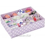 mDesign 2er-Set Kinderzimmer Schubladenbox – gepunktete Stoffbox mit 16 Fächern zur platzsparenden Kleideraufbewahrung – Aufbewahrungsbox aus Kunstfaser für Babyartikel – helllila