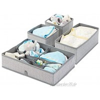 mDesign 4er-Set Kinderzimmer Aufbewahrungsbox aus Polypropylen – Stoff Aufbewahrungsboxen für Babysachen – auch als Kinderschrank Organizer oder für Schubladen – grau