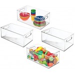 mDesign 4er-Set Spielzeugaufbewahrung – Aufbewahrungsbox aus stabilem Kunststoff – vielseitige Box mit Griffen für Bastel- und Spielsachen im Kinderzimmer – durchsichtig
