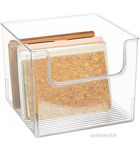 mDesign Aufbewahrungsbox – praktischer Organizer für Büro Wohnzimmer Badezimmer & Co. – Schrankbox mit abgesenkter Front für leichtere Handhabung – transparent