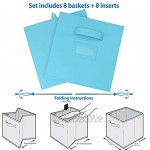 Ordnungsbox 8 Boxen Aufbewahrung Set | Faltboxen Mit Zwei Tragegriffen & 10 Label Karten | Faltbare Kallax Boxen | Extra Stabile Stoffbox Als Kallax Einsatz | Kisten Aufbewahrung [Blau]