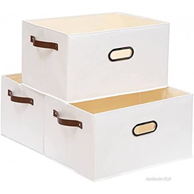 Yawinhe Set of 3 Faltbare Aufbewahrungsboxen Offene Ablage für Schlafzimmer Wohnzimmer Kinderzimmer Badezimmer 38*25*21cm Weiß