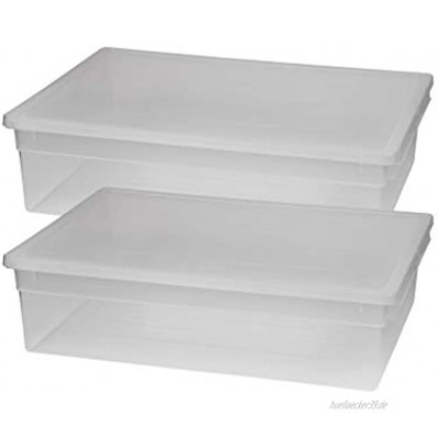 2 Stück XL Aufbewahrungsbox mit Deckel aus transparentem Kunststoff und XL Stauvolumen! Maße: 37,6 x 52 x 13,9 cm