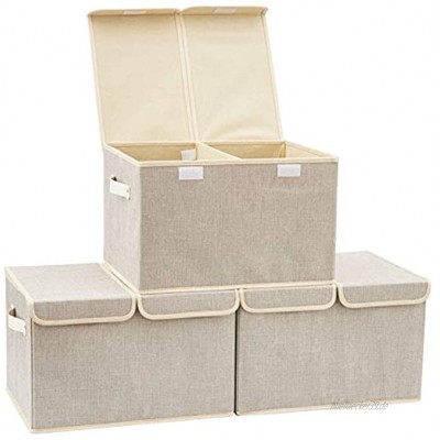 3-Pack Aufbewahrungsbox mit Deckel EZOWare Cube Aufbewahrungskorb Ordnungsystem Stauraum Boxen Körbe Kisten Silber grau