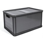 64 Liter Lagerkiste Euro Box Stapelbox Transportbox mit Deckel geschlossene Obstbox Gewerbekiste Lager