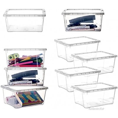 BigDean 9er Set Aufbewahrungsbox mit Deckel transparente Box aus PP-Kunststoff 19x14,5x9 cm stapelbare Klarsichtbox 1,7 Liter durchsichtige Ordnungsbox