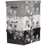 BigDean Aufbewahrungsboxen XXL 3er Set je 45 Liter mit Deckel & Griffen aus Stabiler Pappe Barock-Blumenmuster perfekt für Ordnung im ganzen Haus