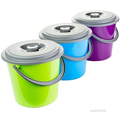 Eimer mit Deckel 5 Liter Kunststoff Lebensmittelecht 3-farbig sortiert 3 Stück