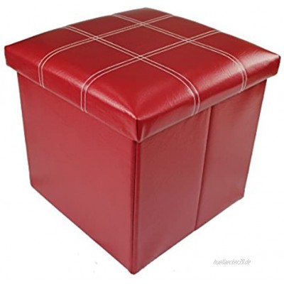 GMMH Hocker Sitzhocker Original 38 x 38 x 38 cm Box Aufbewahrungsbox Sitzwürfel Truhe Fußbank Sitzbank Faltbar dunkel rot