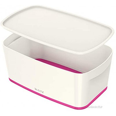 Leitz MyBox Aufbewahrungsbox mit Deckel Klein Blickdicht Weiß Pink Metallic Kunststoff 52291023