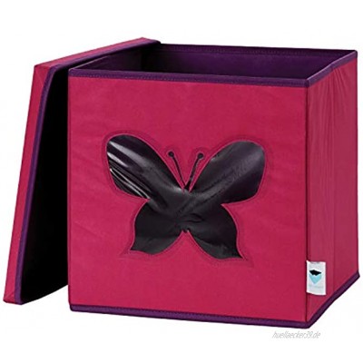 LOVE !T STORE !T IT Spielzeugkiste mit Deckel Schmetterling 30x30x30cm pink  lila faltbare Spielzeugkiste für das Kinderzimmer Aufbewahrungsbox für Kinder 670308