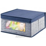 mDesign 2er-Set Aufbewahrungsbox aus Stoff – stapelbare Schrankbox zur Ablage von Kleidung oder Schuhen – Aufbewahrungskiste mit Deckel und Sichtfenster – blau