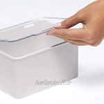 mDesign Aufbewahrungsbox aus BPA-freiem Kunststoff – stapelbare Plastikbox mit Deckel für Küche Kinderzimmer oder Bad – vielseitig nutzbare Ordnungsbox – hellgrau und durchsichtig