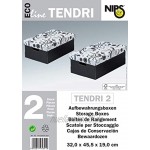 NIPS 110249253 Eco line Tendri 2 Aufbewahrungsbox mit Deckel 32 x 45.5 x 19 cm 2-er Packung schwarz weiß