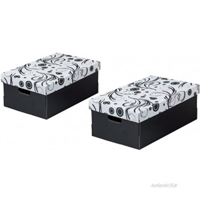 NIPS 110249253 Eco line Tendri 2 Aufbewahrungsbox mit Deckel 32 x 45.5 x 19 cm 2-er Packung schwarz weiß