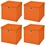 StickandShine 4er Set Orange Faltbox 32 x 32 x 32 cm Aufbewahrungsbox faltbar mit Deckel