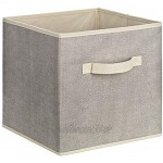 1PLUS Quadratische Aufbewahrungsbox aus Stoff 30 x 30 x 30 cm Universalbox zur Ordnung und Aufbewahrung im Schrank oder Regal Aufbewahrungskorb Box Ordnungsboxen Grau Weiß 2