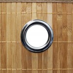 4 x Aufbewahrungskorb Natur im Set aus Bambus Faltbarer Regalkorb mit Stoffbezug mit rundem Eingriff