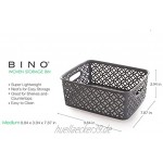 BINO Aufbewahrungskorb aus geflochtenem Kunststoff mittelgroß Grau