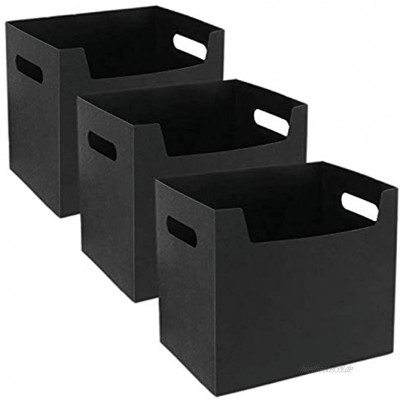 BoBoU 3er Set Aufbewahrungskorb ohne Deckel faltbar Faltbox Kunststoff PP Plastik 29x20x25cm Schwarz 3-STK.