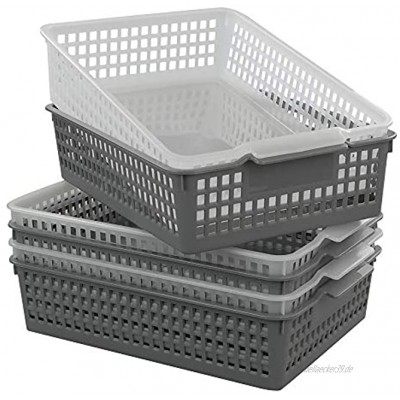 Dynko Korb Plastik A4 Aufbewahrungskorb 6er Plastikkorb Küche Transparent und Grau