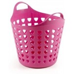 Flexibler Aufbewahrungskorb für Spielzeug Wäsche u.v.m. in Pink mit Belüftungslöchern. 35 Liter Volumen mit zwei großen Henkeln. Topp