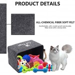 Geyecete Filz Aufbewahrungsbebox für katzenspielzeug mit Holzgriff Rechteck Aufbewahrungskorb für Haustiere de Spielzeug zubehör Kleidung,Spielzeugkiste ohne Deckel-38X25X18cm-Grau