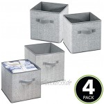 mDesign 4er-Set Aufbewahrungsbox Stoff Stoffkiste für Kinderzimmer oder Schlafzimmer die ideale Spielzeugkiste mit zwei Griffen grau