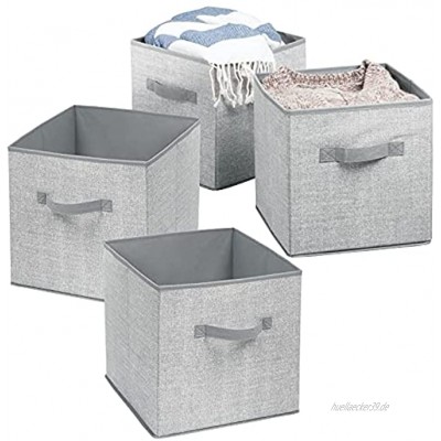 mDesign 4er-Set Aufbewahrungsbox Stoff Stoffkiste für Kinderzimmer oder Schlafzimmer die ideale Spielzeugkiste mit zwei Griffen grau
