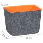 Relaxdays Aufbewahrungskorb Filz vielseitiges Körbchen für Regale & Schränke HxBxT 15,5 x 21 x 15,5 cm grau orange
