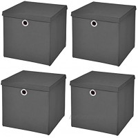 StickandShine 4er Set Dunkelgrau Faltbox 28 x 28 x 28 cm Aufbewahrungsbox faltbar mit Deckel